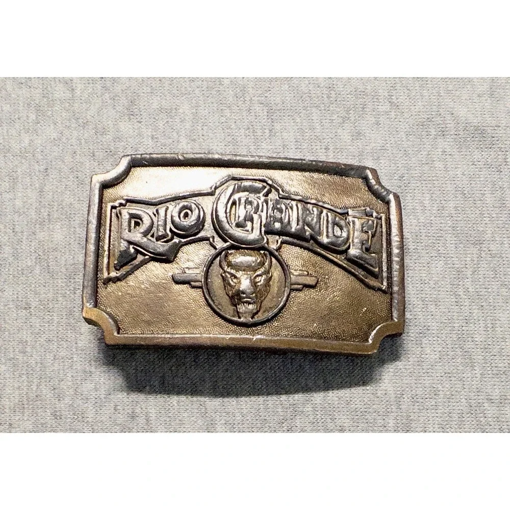 Vtg Humphrey Leather Goods Brass Mens Belt Buckle RIO GRANDE 3